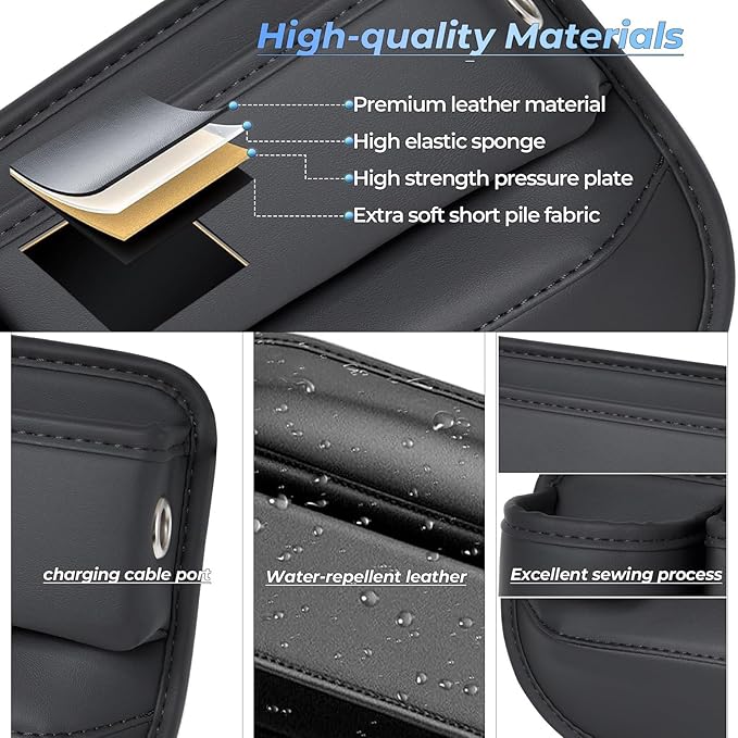 Anti-Drop Car Seat Gap Filler Organizer, Premium Leather Console Organizer, Easy Access to Phone/Keys, Universal Fit for Car SUV Truck Multi-Purpose Essentials Organizer(2PC)