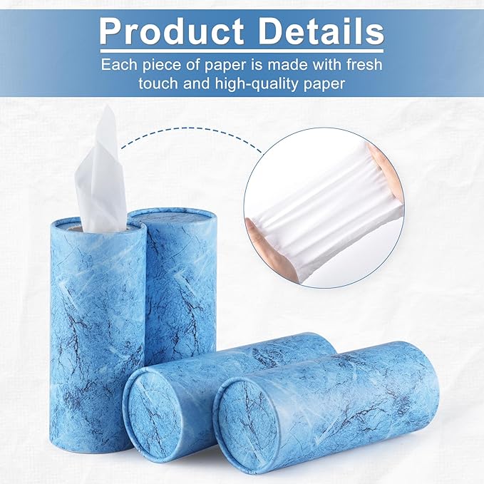 SINGARO Car Tissue Holder, 4 Pack Car Cup Holder Facial Tissues with Travel Tissue Bag, Quick and Convenient Flower Combination Box(4 Canisters/200 Tissues) Blue