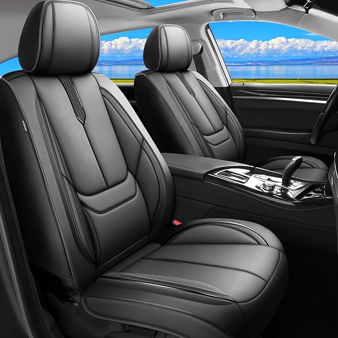 Fit Venue Car Seat Covers for Hyundai Venue 2020-2025 2026 -Upgraded Premium Waterproof & Breathable Leather, Airbag Compatible, All-Weather Seat Cushion Protector,2 Front/Black