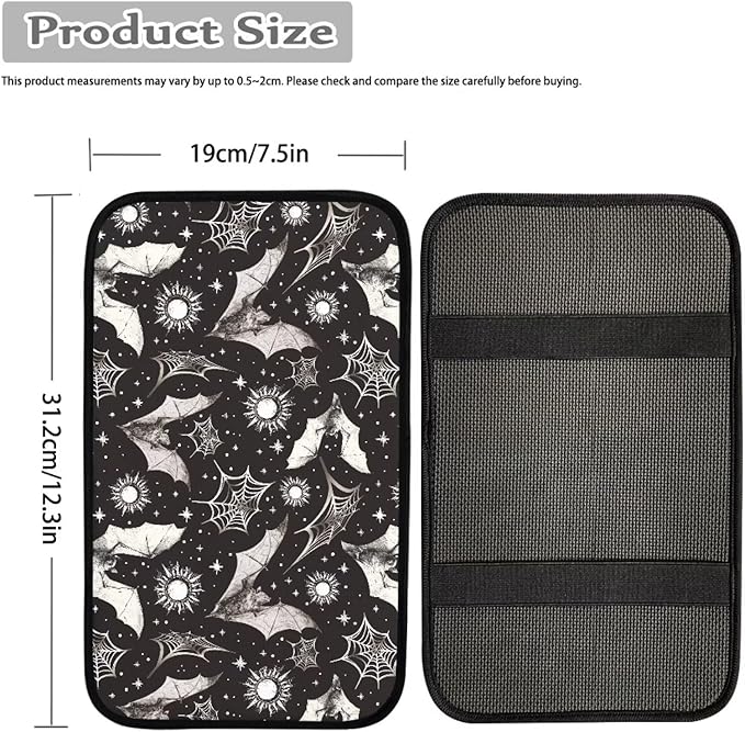 Dreaweet Starry Sky Bats Center Console Cover Halloween Car Accessories for Women Middle Console Covers for SUV Comfort Anti Slip Arm Rest for Car Armrest Storage Box Mat