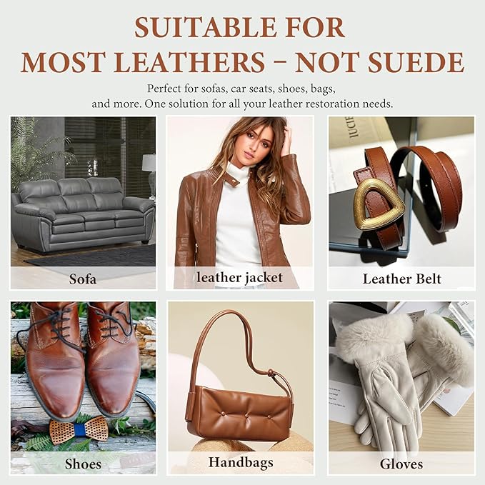 Leather Recoloring Balm Leather Color Restorer Scratch Repair Leather Paint for Furniture Couches Car Seats Shoes Bags Leather Dye and Restorer Restores Faded and Scratched Leather-Dark Brown