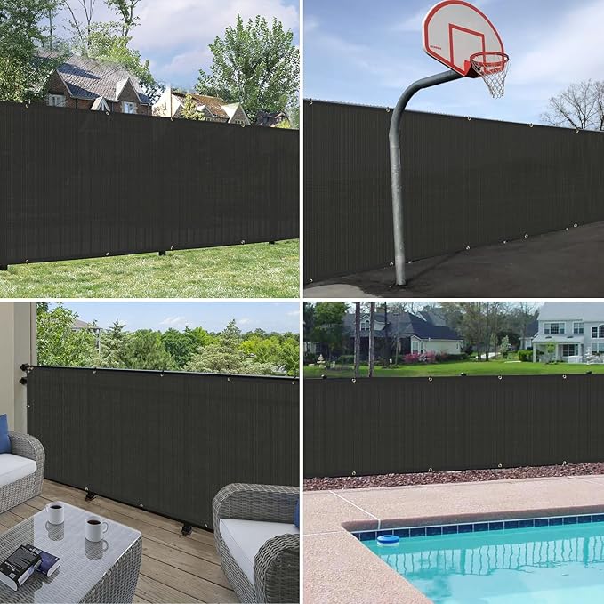 Windscreen4less Privacy Fence Screen Heavy Duty Windscreen Fencing Mesh Fabric Shade Net Cover with Brass Grommtes for Outdoor Wall Garden Yard Pool Deck, 8'x45' Black