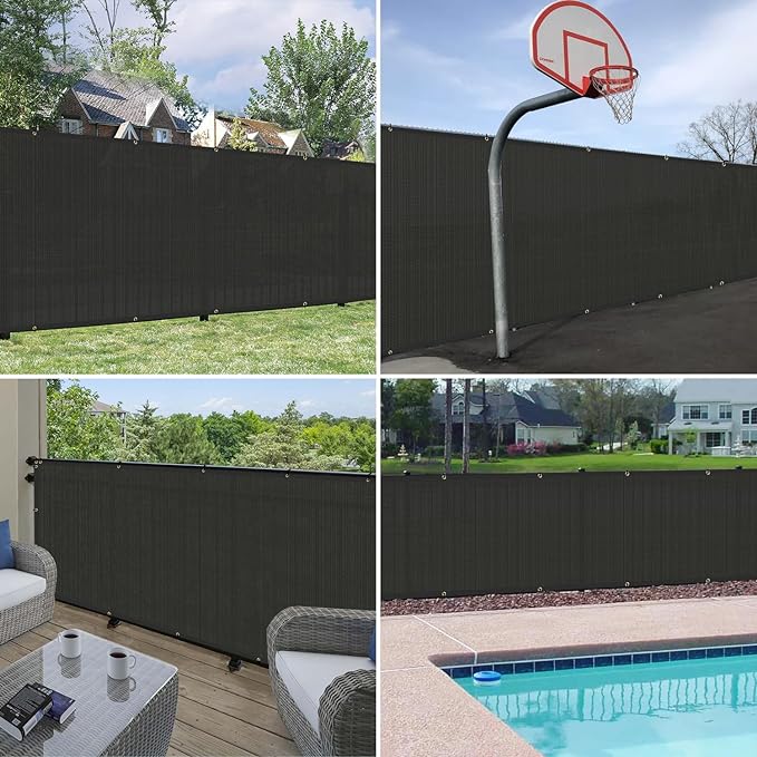 Windscreen4less Privacy Fence Screen Heavy Duty Windscreen Fencing Mesh Fabric Shade Net Cover with Brass Grommtes for Outdoor Wall Garden Yard Pool Deck, 8'x291' Black