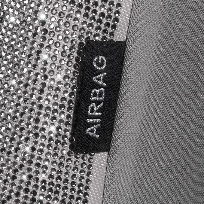CAR PASS Bling Diamond Gray Leather Car Seat Covers Full Sets Interior Sets, Waterproof Shining Glitter Sparkly Crystal Universal Armrest Fit for Automotive Truck SUV Cute Women Girl, Gray Rhinestone