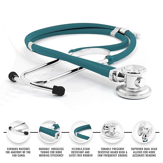 ASA Techmed Nurse Starter Kit - Stethoscope, Blood Pressure Monitor, Tuning Forks, and More - 18 Pieces Total (Teal)