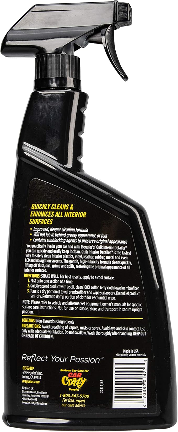 Meguiar's Quik Interior Detailer Cleaner - 24 Oz Spray Bottle
