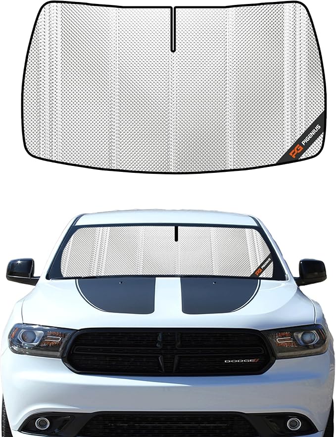 Windshield Sun Shade for Dodge Durango 2011-2020. Full Coverage Rearview Mirror Shade for Ultimate Protection