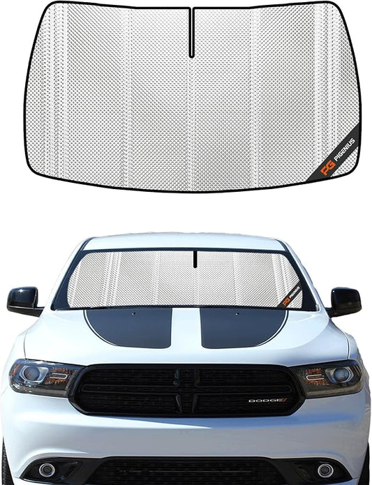 Windshield Sun Shade for Dodge Durango 2011-2020. Full Coverage Rearview Mirror Shade for Ultimate Protection