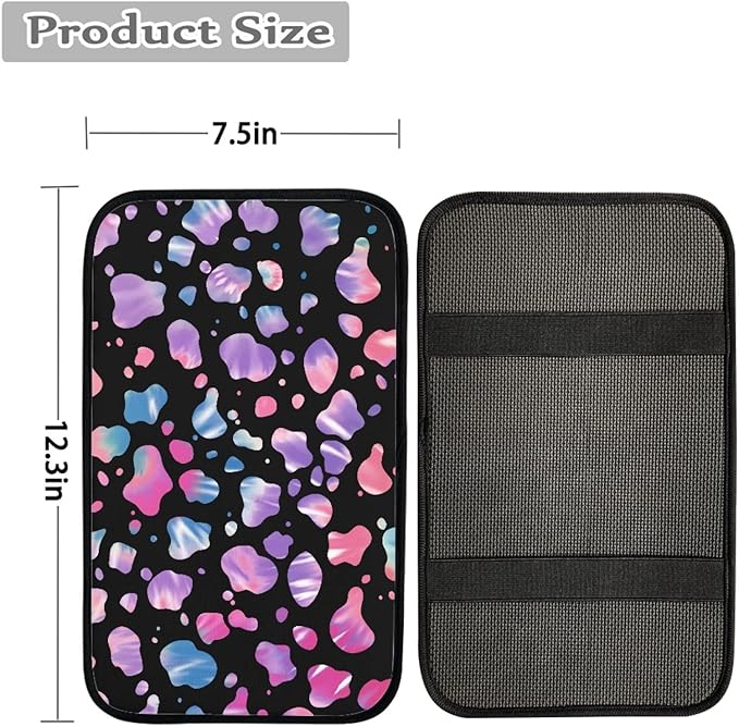 Coldinair Tie Dye Cow Print Car Center Console Pad Soft Armrest Protector Cover Universal Fit for Most Cars,SUV,Truck,Washable