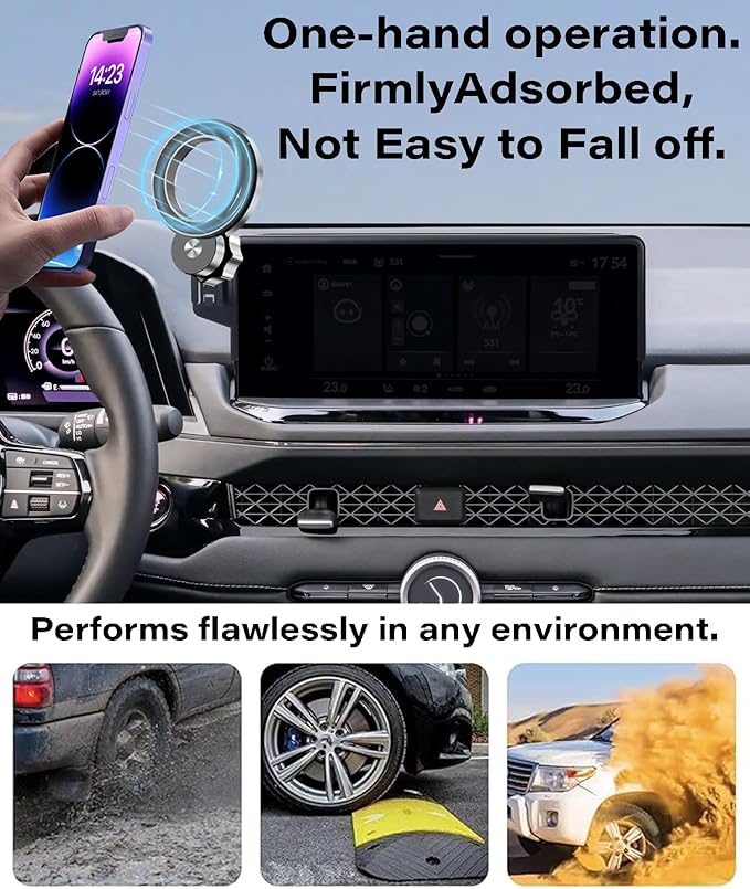 Car Phone Holder for Honda Accord 2023 2024 2025 Accessories Apply to 12.3 Inch Touch Screen Fixed Clip Magnetic Cell Phone Mount Hands-Free 360 Degree Rotation
