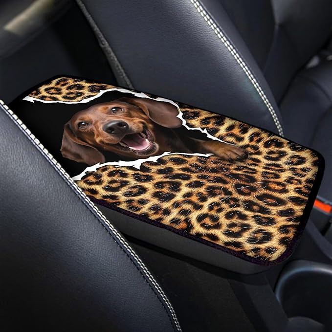 Dachshund Dog Car Center Console Cover for Women Non Slip Decorative Armrest Cushion Cover Cute Dog Automotive Decorations for Cars Vehicles SUV, Easy to Install