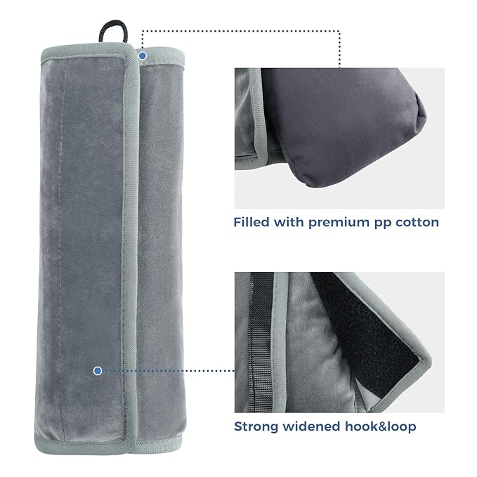 COOLBEBE Seat Belt Pillow for Kids, Extra Soft Toddler Travel Pillow for Car Seat, Universal Carseat Strap Cushion Pads for Childs Baby People Adults, Grey