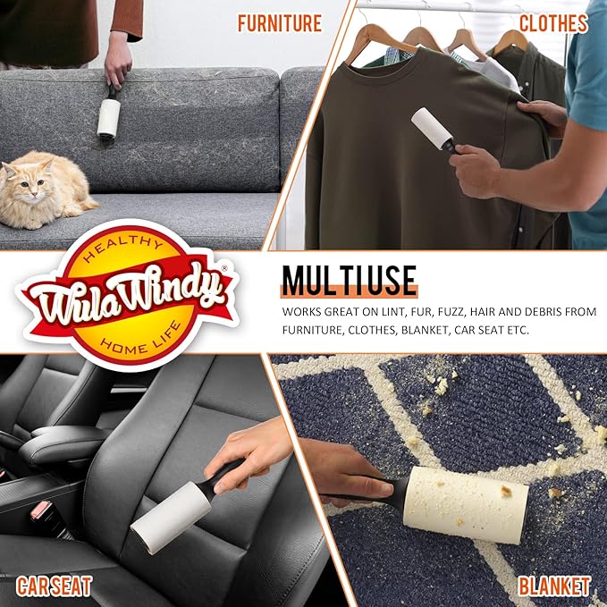 Lint Roller for Pet Hair – Extra Sticky Pet Hair Remover for Clothes, Furniture & Upholstery & Car Seats, Easy-Tear Sheets, Value Pack for Dog & Cat Fur 2 Pack
