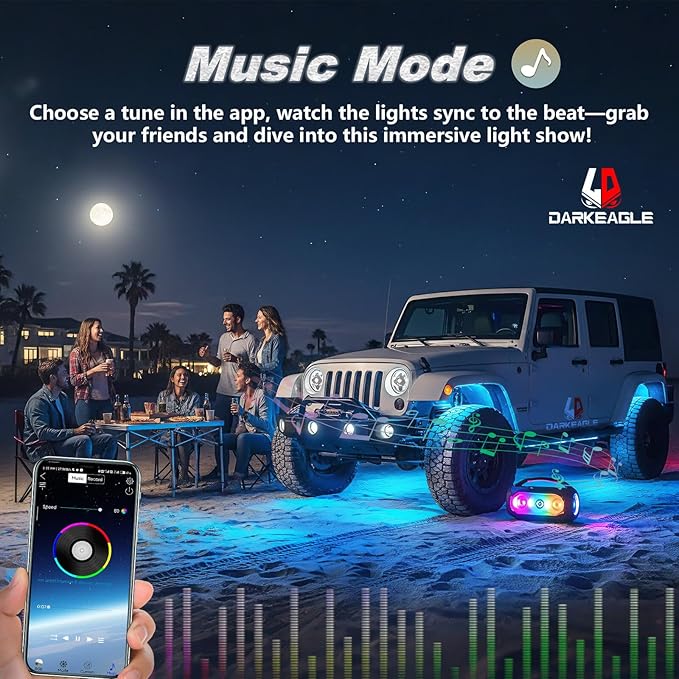 20Pods Heavy Duty Aluminum RGB LED Rock Lights for Trucks Pickup Dually Truck Off-Road with APP/RF Remote, Segmented IP67 Waterproof Multicolor Underglow Accent Light 12V Plug and Play&Pre Wired