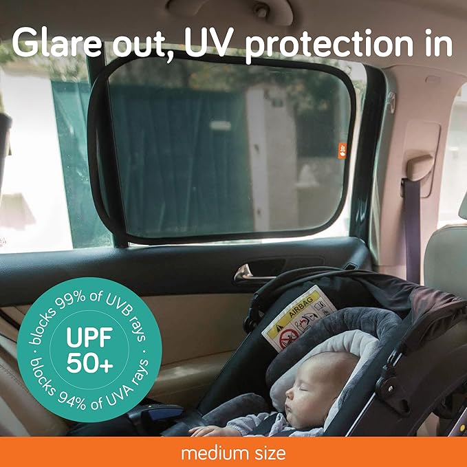 Baby Uma Car Window Shades (2 Pack) - 14.2″ x 21.3″, UPF 50+ Car Window Covers, 99% UVB + 94% UVA Protection, Static Cling Sun Shade with Travel Bag (Medium)