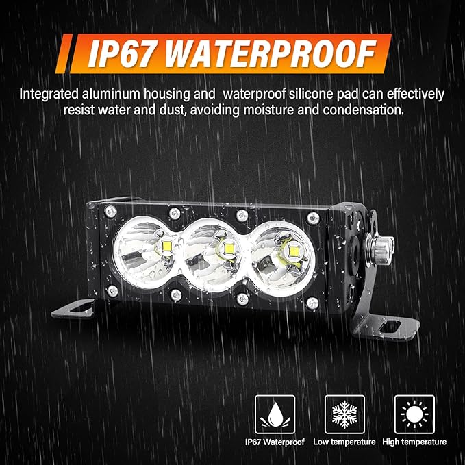 Willpower 2 Pieces 6 inch Single Row White LED Light Bar 30W Off Road Light Bar Spot Beam LED Work Light Truck UTV 4x4 Cars SUVs ATVs Boats Fog Driving Light with Wiring Harness kit