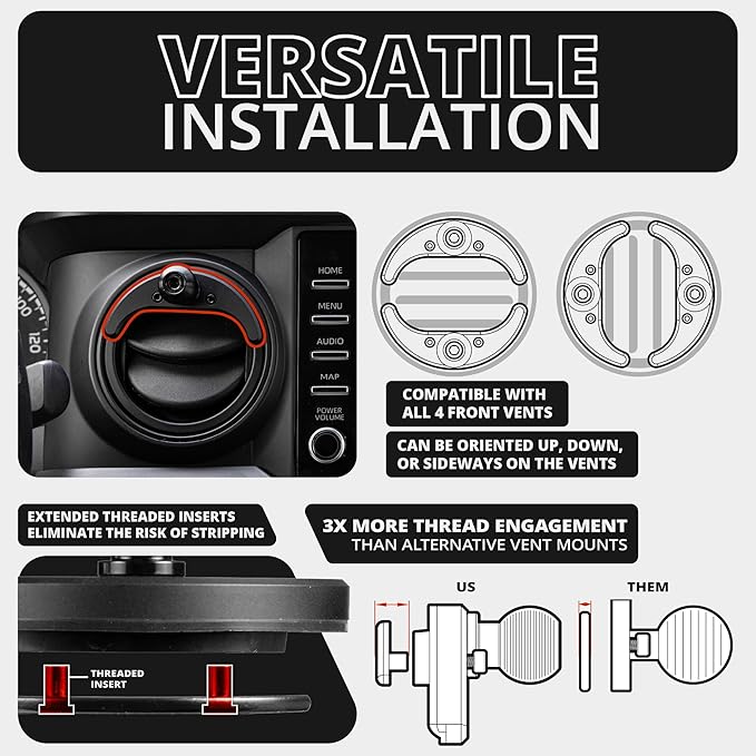 Tackform Link Vent Phone Mount Compatible with 2016-2023 Toyota Tacoma and 2014-2021 Toyota Tundra | Aluminum | Zero Slip | Compatible with MagSafe | Universal Magnetic Holder | 2" Arm | Yellow Knob