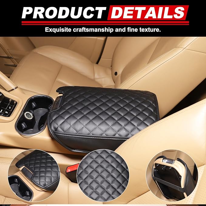 TOYCIDFG Car Armrest Cover Compatible with Porsche Cayenne 2011-2017, Center Console Box Cover Pad Waterproof Cushion