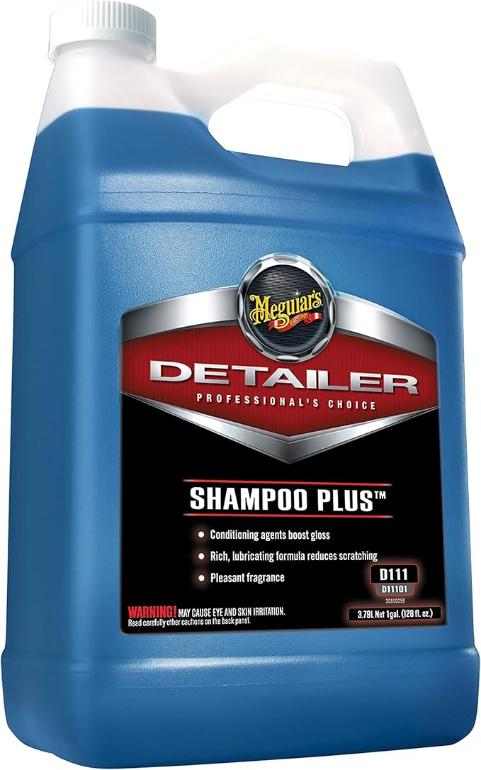 Meguiar's Shampoo Plus, Lubricating Car Wash Soap Lifts Dirt and Grime Off Car Surfaces, Cleans Paint Without Swirling or Scratching, Deepens Gloss and Boosts Shine, 1 Gal