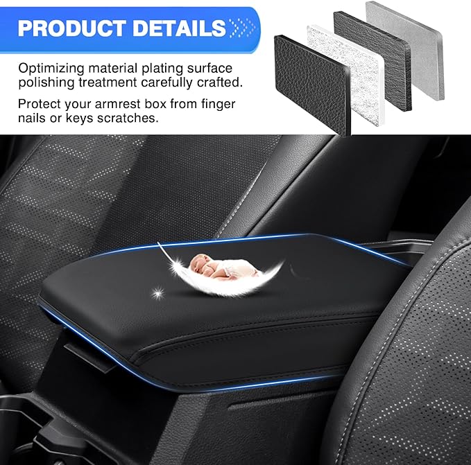 Autorder Center Console Cover for 2024 2025 2026 Toyota Tacoma Accessories Armrest Cover Anti-Scratch Middle Console Pad Leather Armrest Protector