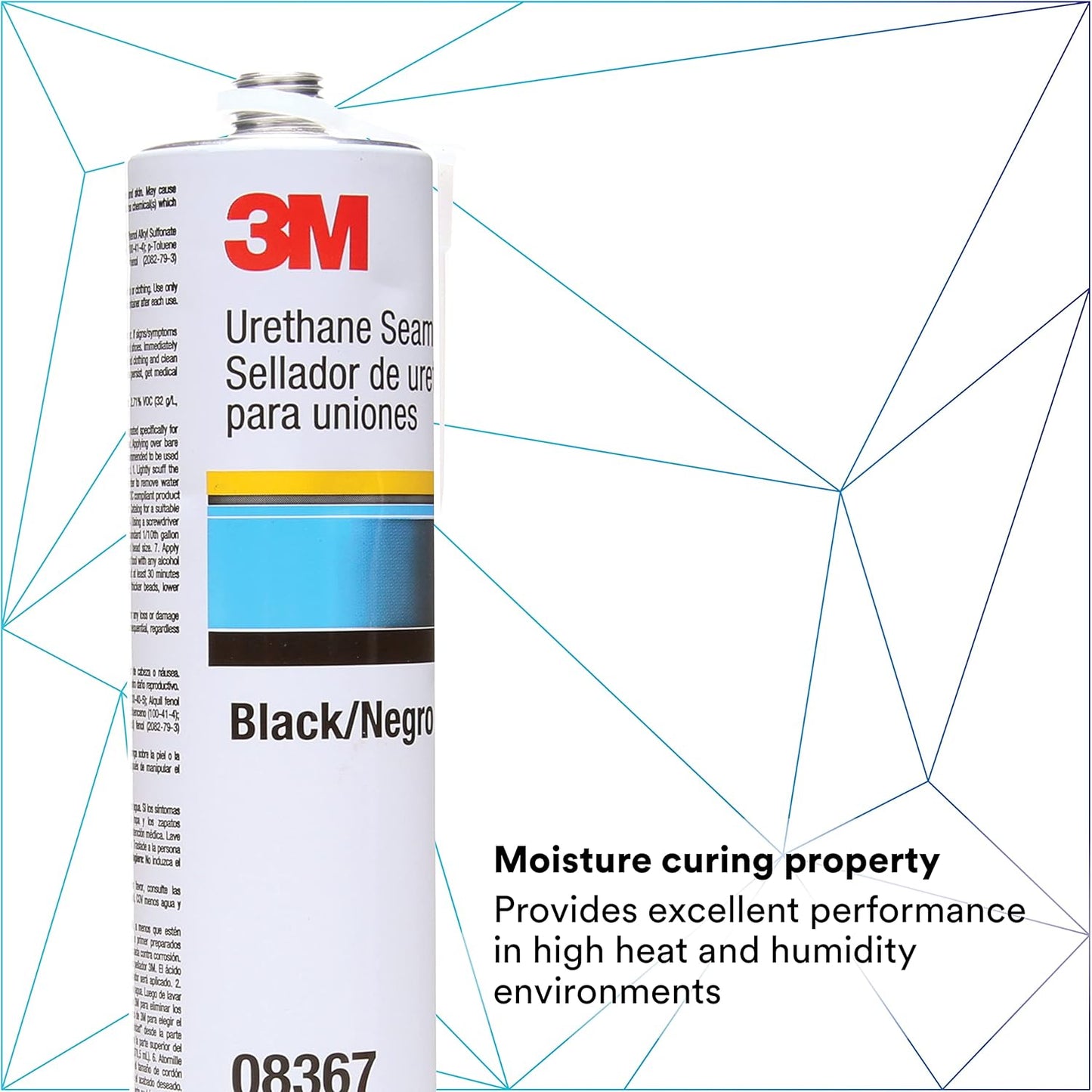 3M Urethane Seam Sealer, 08367, Black Color, High Solids, Permanently Flexible, 310 mL/10.5 fl oz Cartridge (Pack of 2)
