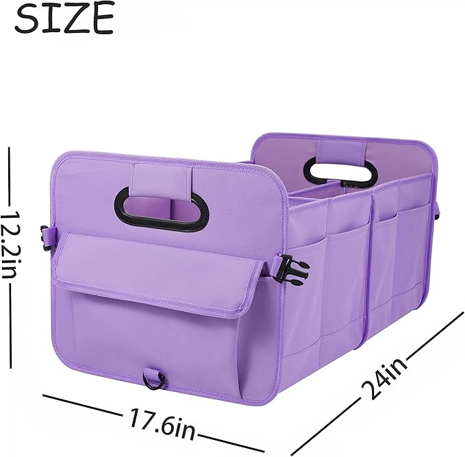 AOKJOY Car Trunk Organizer, Purple, Unisex, Foldable, Non-slip, Adjustable Straps, Multiple Compartments, 600D Oxford Cloth Material