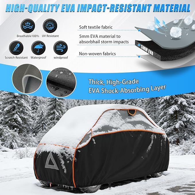 UTV Cover 4-6 Seater for Hail Protection, Heavy Duty All-Weather Protection UTV Cover with Air Vents, Windproof Buckles and Elastic Bands, Compatible with Polaris Ranger Can am Yamada