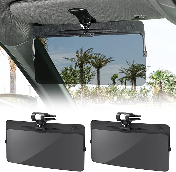 JOYTUTUS Sun Visor for Car, 2 Pack Polarized Sun Visor Extender Universal Anti-Glare Easy to Install, UV400 Car Visor Extension Protect from Glare/UV Ray/Stray Light