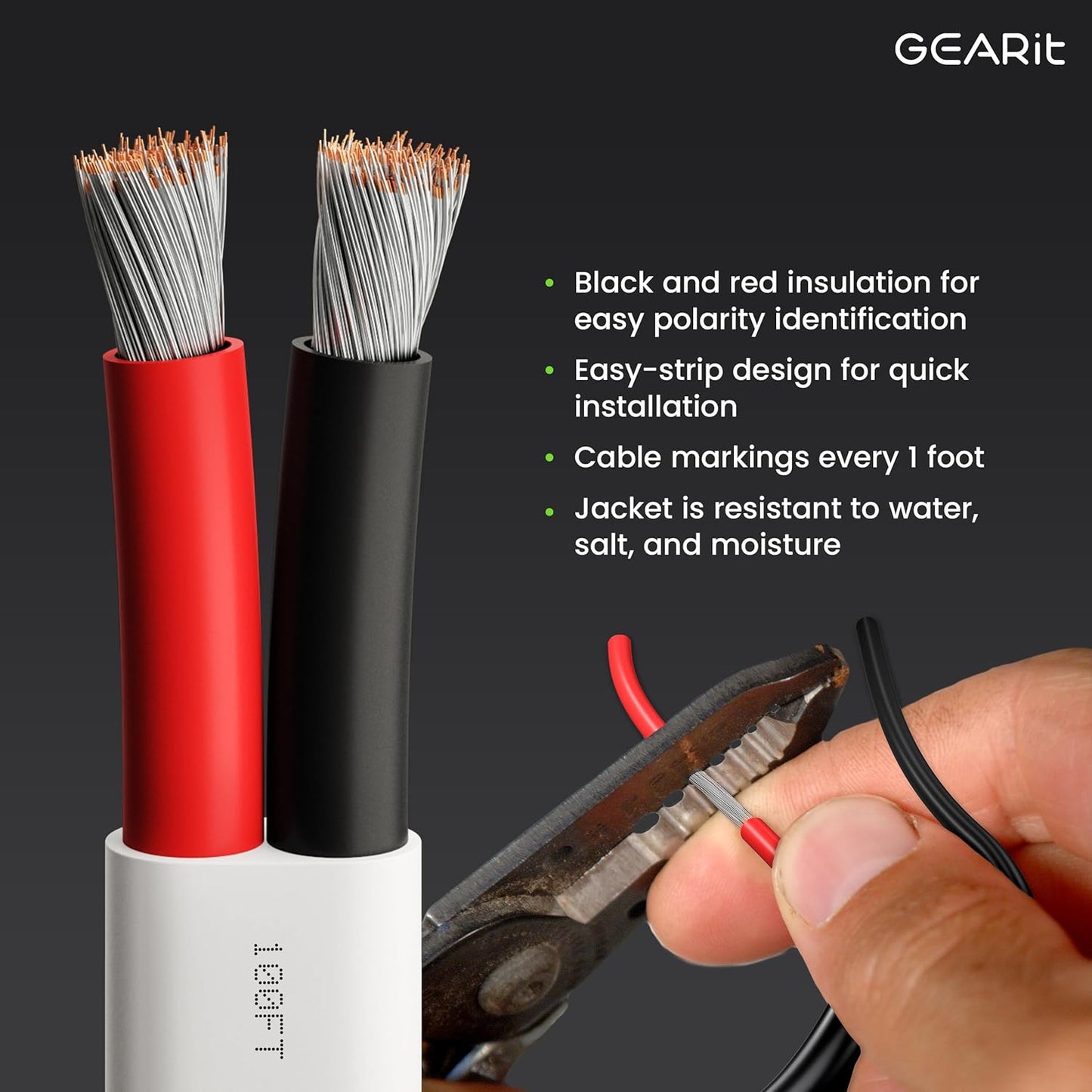 GEARit Speaker Wire 16 Gauge (50ft), Red/Black Speaker Cable 16AWG, Duplex 2-Conductor, Speaker Wires for Boat, RV, Camper, Trailer, Automotive, in-Wall and Outdoor Use
