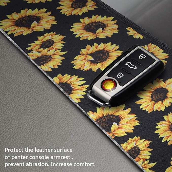 JEOCODY Purple Rose Auto Center Console Cushion Pad Universal Fit Most Vehicle/SUV/Truck, Waterproof Neoprene Armrest Seat Box Cover Protector Car Accessories
