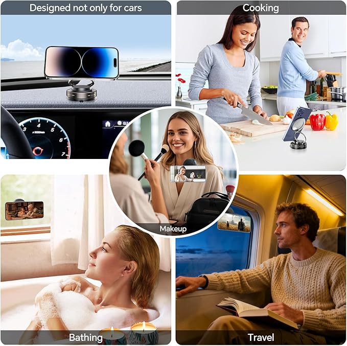 Magnetic Phone Holder for MagSafe, 360° Adjustable Car Phone Mount with 96+LBS Strongest Suction & 2800gf Strongest Magnetic for Dashboard/Gym/Mirror, Compatible with iPhone & Android