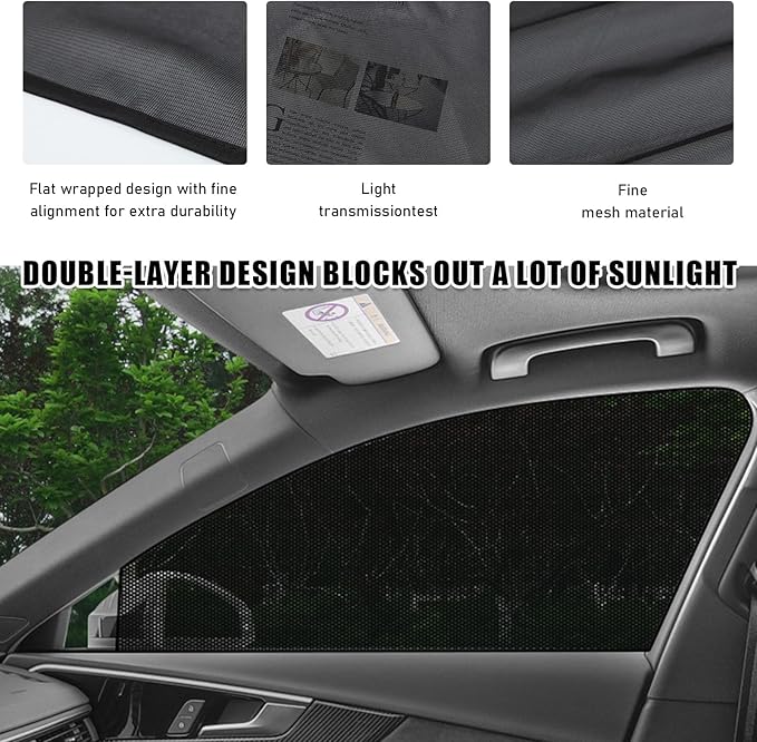 2 PCS Window Shades, Auto Front Rear Side Sun Shades for Block Heat & UV Protection, Breathable Mesh Baby Screen Covers, Universal Car Accessories (Back)