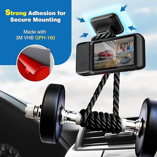 4-Pack Double-Sided Adhesive Pads for Dash Cam Mount – Heat-Resistant High-Bond Replacement Tape – 2 Square & 2 Rectangular Pads for Windshield and Dashboard – Includes Adhesion Promoter