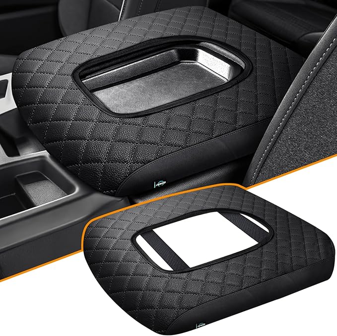 Center Console Cover Fit for Chevy Silverado 2019-2025 Jump Seat Console, Car Armrest Seat Box Cover (ONLY for Split Bench Jump Seat Console)