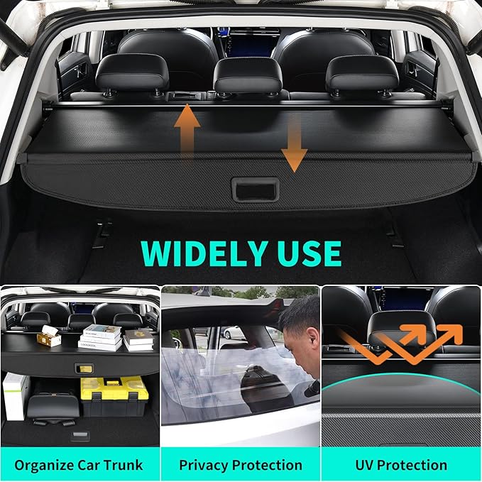 Tecoom Retractable Cargo Cover fit for Blazer EV 2024 Accessories, Rear Car Trunk Covers fit for 2024 Blazer EV, Anti-Peeping Security Shade Carbon Fiber Luggage Privacy Screen