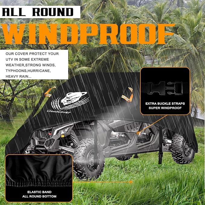 UTV Cover 4-6 Seaters Waterproof Outdoor,Side by Side Cover,Thickened 420D Oxford Cloth All Weather Protection,Compatible with Can-Am Defender MAX PRO X3 Arctic Cat Prowler Viking RZR XP,167x65x76