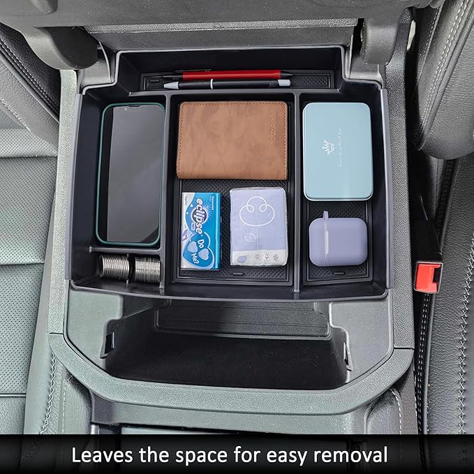 TOPINSTALL Power-Sliding Console Tray Compatible with 2021-2026 Chevy Tahoe/Suburban/GMC Yukon Accessories, Full-Size Armrest Organizer Black (Not for Standard Console with Charging Socket!)