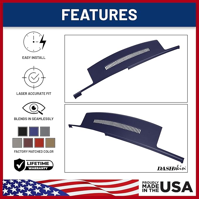 DashSkin Dash Cover Compatible 1988-1994 C1500 C2500 C3500 K1500 K2500 K3500 Silverado Sierra Tahoe Yukon Suburban in Dark Blue - Hard Molded Plastic Dashboard Cap