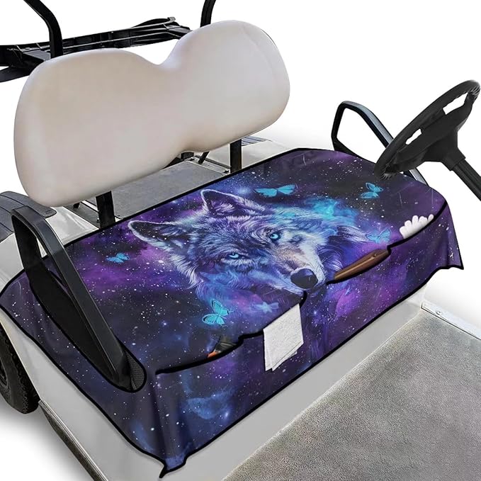 Biyejit Golf Cart Seat Covers with 4 Pockets Golf Cart Seat Towel Blanket Fits 2-Seat Golf Carts, Golf Cart Accessories