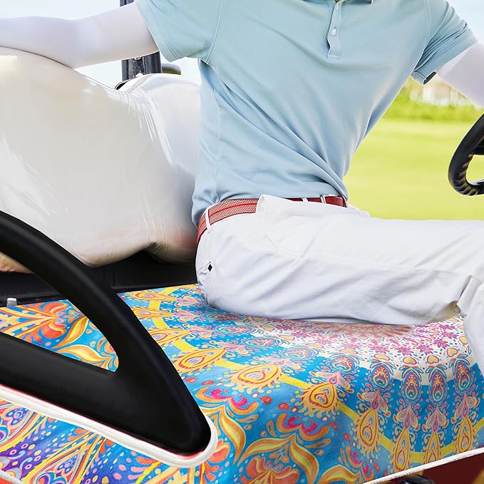 ENYORSE Golf Cart Seat Covers - Ethnic Style Golf Cart Towel Blanket for 2/4 Seater, Soft & Breathable Microfiber, Keeps Seats Cool & Comfortable, 51”x31”, Fits EZGO/Yamaha/Club Car