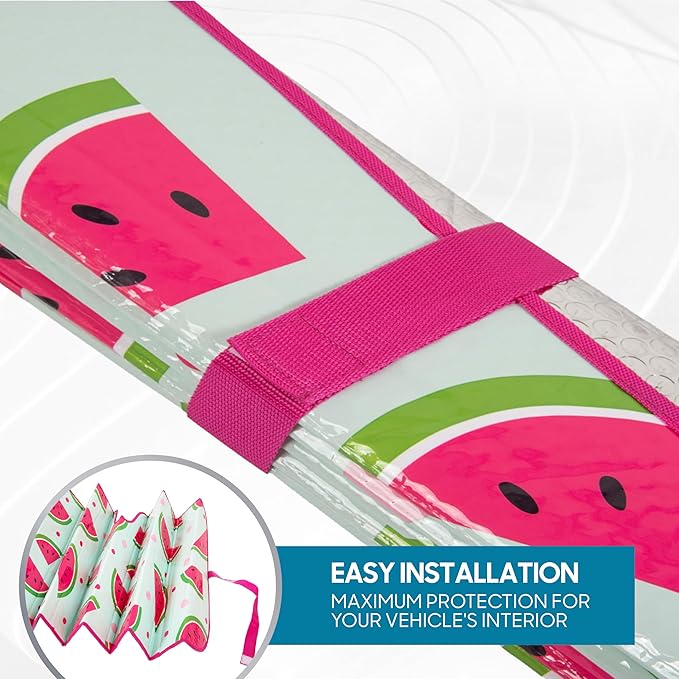 BDK Fresh Watermelons Front Windshield Sunshade Accordion Folding Style Auto Shade for Car Truck SUV Van Blocks UV Rays Sun Visor Protector Easy Setup Keeps Your Vehicle Cool - 58 x 27 inches