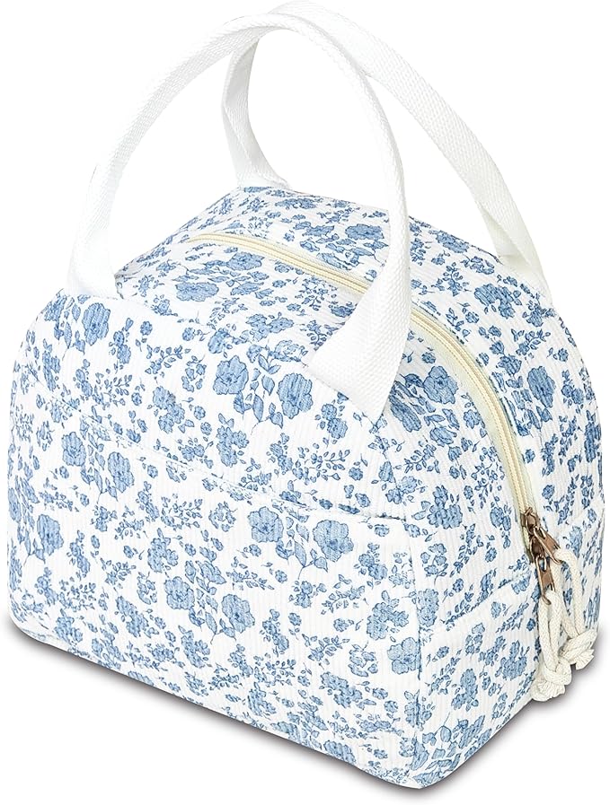 Lunch Bag for Women Insulated Lunch Box Cute Corduroy Lunch Tote Bags Reusable Large Capacity Cooler Bag for Travel Work Picnic