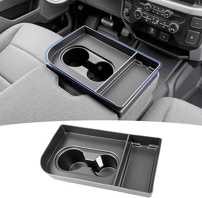 Console Organizer Tray Cup Holder Fits for 2021-2025 Ford F150 & 2023-2026 F250 F350 F450 F550 40/20/40 Jump Seat Center Console Storage Cup Holder Insert for F-Series Super Duty Accessories