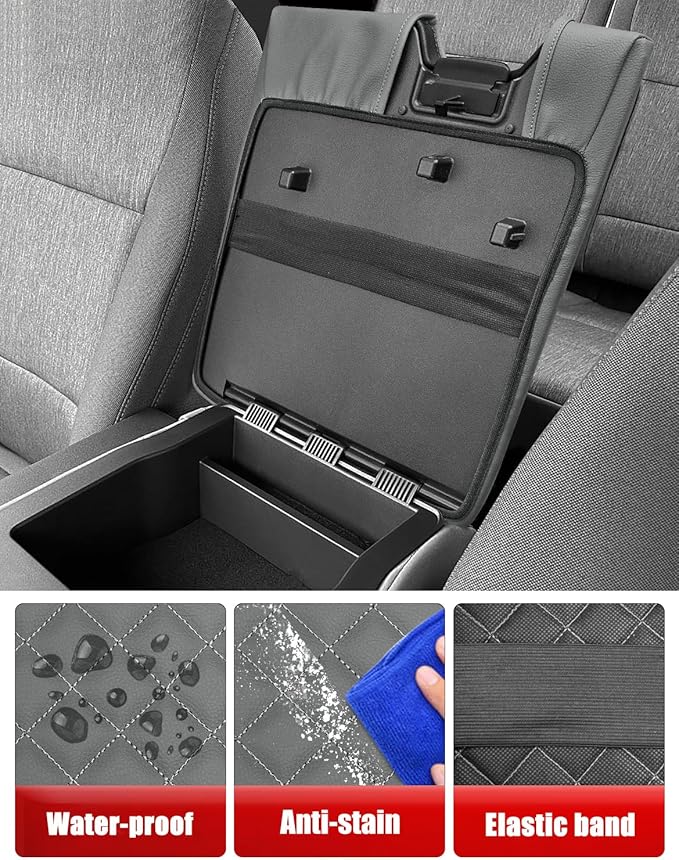 KBH Center Console Armrest Cover for 2015-2025 Ford F150, 2017-2025 F250 F350-F550, with 40/20/40 Jump Seat, Middle Console Protector, Vinyl Leather Interior Accessories, Anti-Scratch, Gray