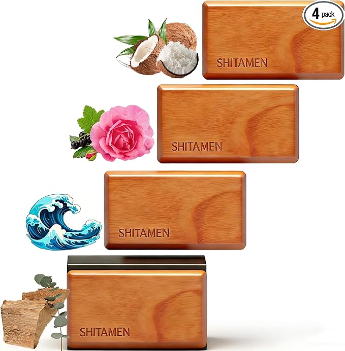 Car Air Freshener, Wood Air Freshener, Car Odor Eliminator for Visor Clip, 4-Pack Variety Scent Refill, Long Lasting - CLIP INCLUDED (Teak-Cabana-Ocean-Black Currant Rose)