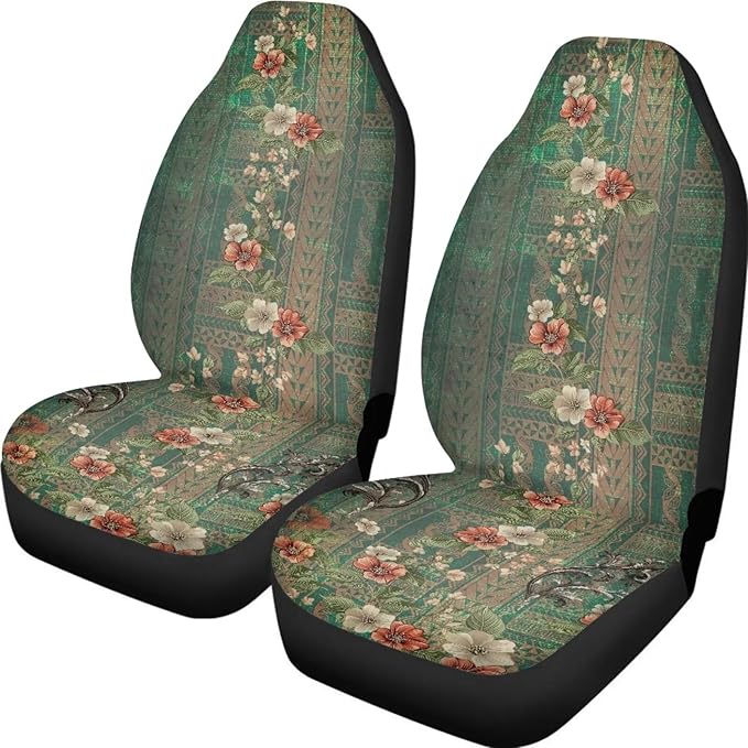 Vatenge Victoria Flower Print Universal Car Seat Protector with Polyester Fabric Thanksgiving Fall Decoration Car Seat Cover with Fixed Hook Suitable for Small Cars, Trucks, and Vans