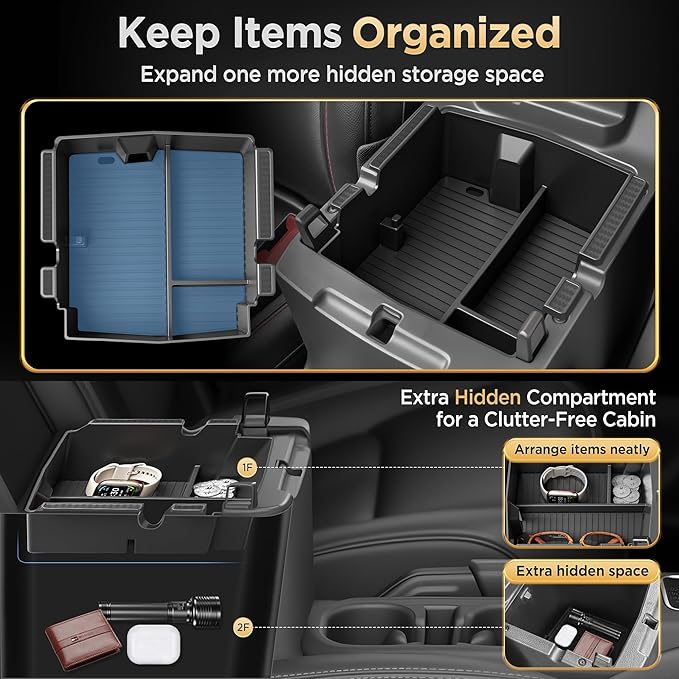 for Jeep Wrangler JL JLU 4XE(2018-2026) & Gladiator JT(2020-2026) Center Console Organizer Tray [Maximize Storage & US Patent] Cup Holder for Jeep Gladiator & Wrangler Accessories Black