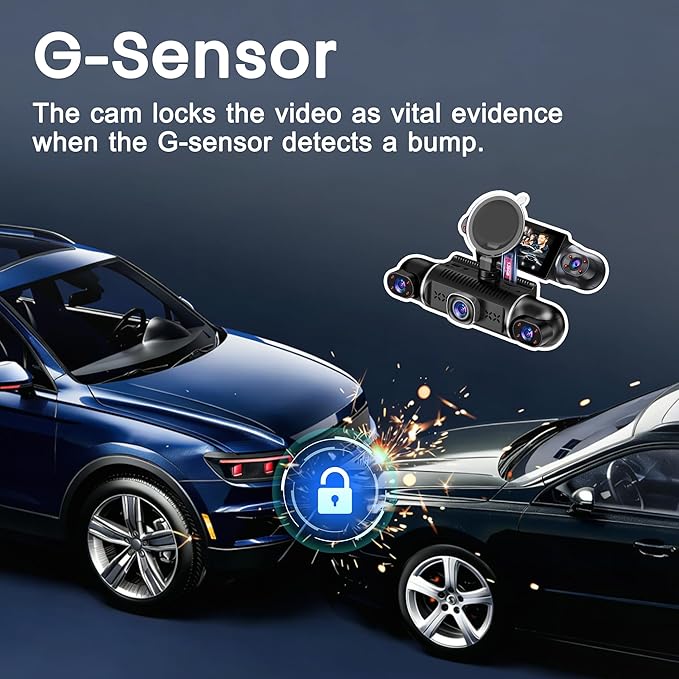 5 Channel 1080P*5 Dash Cam Front Rear Left Right Cabin with OBD2 Power Cable, 360° Coverage Dash Camera for Cars with 128GB SD Card, 5G WiFi & App Control, G-Sensor, 24H Parking Mode, Loop Recording