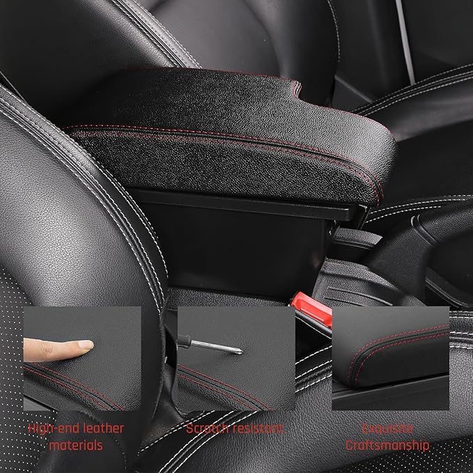 YJYWZH Car Armrest Storage Box for Toyota Hilux Center Storage Box Organizer Interior Hand Centre Consoles with 3 USB Port Arm Rest Double-Layer Accessories