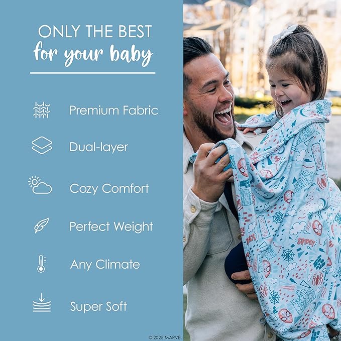Milk Snob Marvel Infant Boy/Girl Swaddle Blanket, Soft Receiving, Security and Play, Toddler Infant Newborn Bedding, Baby Shower, Baby Registry Gift (Spider-Man Sketch Book) 34 * 34 inches